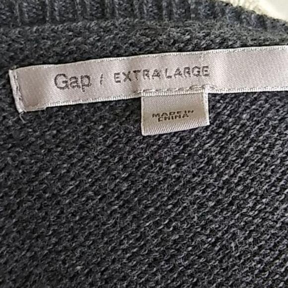 Gap Plus Size XL Striped Sweater Gray & Pink Button Details Casual Pullover Knit - Picture 6 of 10